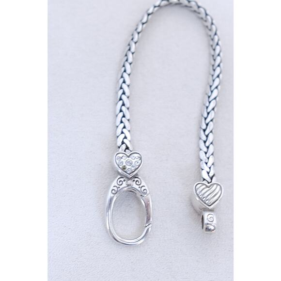 Brighton Silver Plated Reversible Hook Chain Bracelet Heart Clasp Retired - Picture 2 of 5